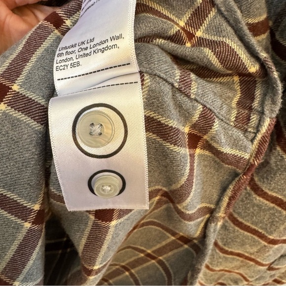 UNTUCKit Men’s Edmeades Gray Plaid Flannel Long Sleeve Button Up Top Sz XL - Picture 9 of 9